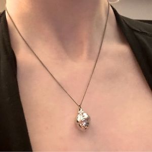 Silver plated acorn charm necklace made in Boulder 18” chain spring ring closure